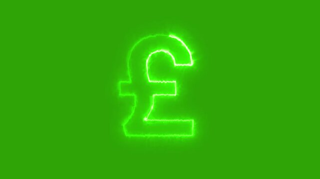 Glowing Pound Symbol: An eye-catching illuminated pound symbol against a vibrant green backdrop, evoking themes of wealth, finance, and financial abundance.