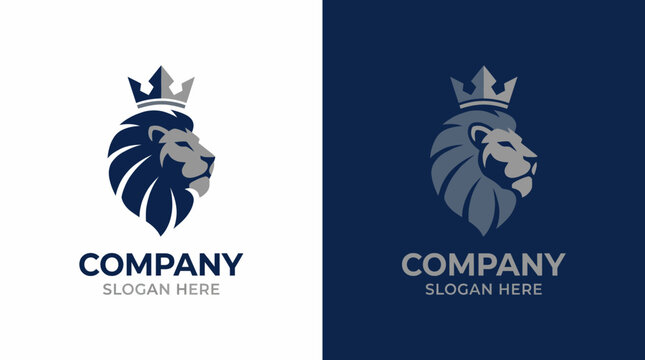 This logo design features a regal lion emblem symbolizing strength and leadership, ideal for companies wishing to convey authority and prestige in their branding.