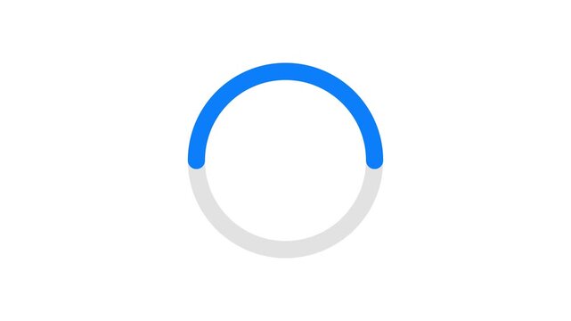 A blue loading animation moves around a gray circle on a white background.
