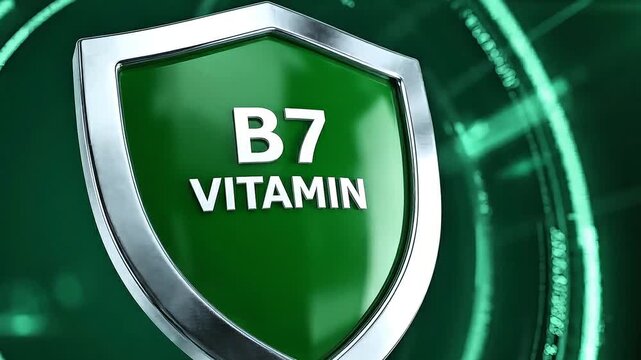 Digital Representation of Vitamin B7 Shield, Symbolizing Health Protection and Nutritional Support for Overall Well-being and Immunity