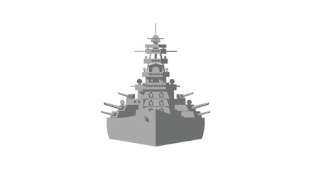 Gray Battleship Front View Illustration © elsa