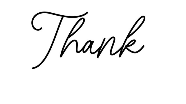 Elegant Thank You Note: A delicate script spells out Thank, conveying a message of gratitude and appreciation.
