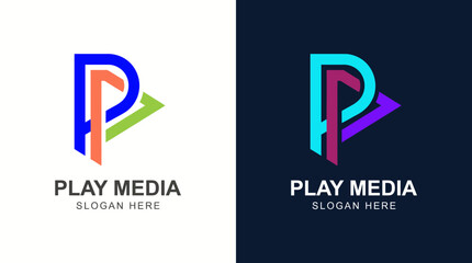 A vibrant logo design for Play Media, featuring bold colors and geometric shapes that convey creativity and innovation in the media and entertainment industry. © Olivia