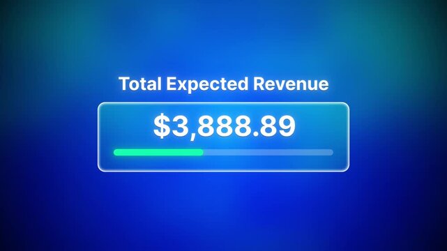 4K Modern Glassmorphism Revenue Tracker with Glowing Progress Bar