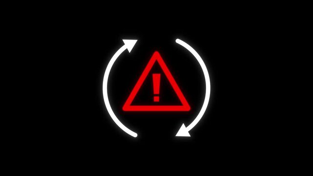 4K System Error Warning Animation With Glitching Arrows And Flashing Alert Sign