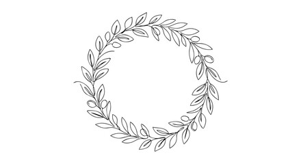Botanical leaf wreath eucalyptus and olive circle pattern © vladbokii