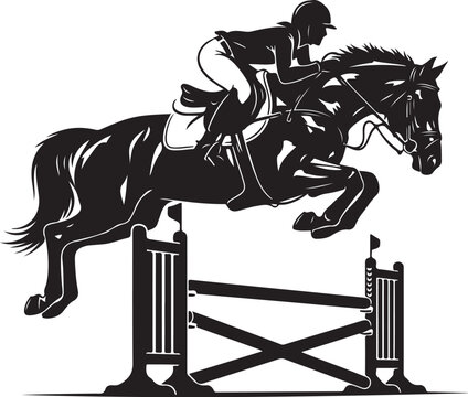 Equestrian, horse jumping, show jumping, equestrian sports, black silhouette