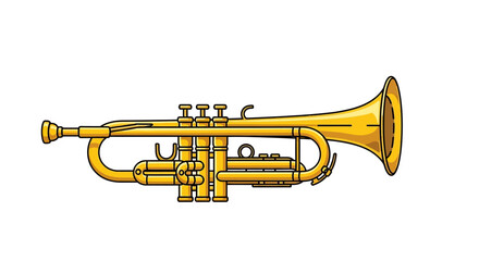 Obraz premium Golden Brass Trumpet Musical Instrument Illustration
