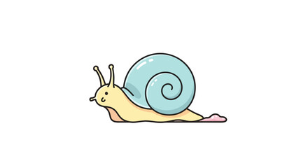 Cute blue snail kawaii vector illustration isolated on white background © Putiagna