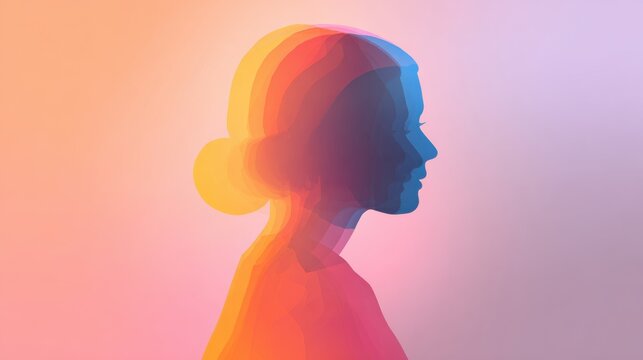 Abstract illustration of an astral body,  human energy and colorful aura. Concept of meditation, spiritual practice, expanding of consciousness, chakras 