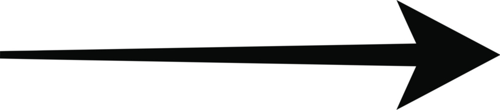 Arrow with a thin shaft points directly to the right to signify a clear path or directional guidance in a minimal design.
