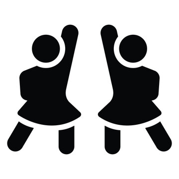 People celebrating success and teamwork, joyful group illustration in flat style isolated on white.