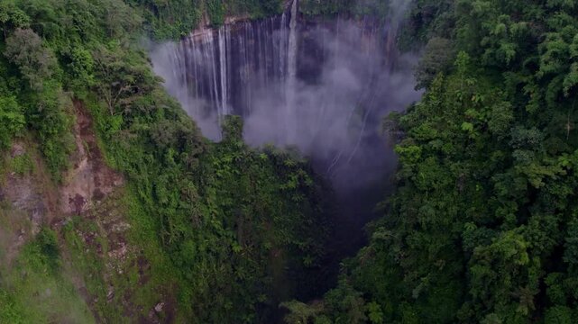 Aerial View of Tumpak Sewu Waterfall in Indonesia