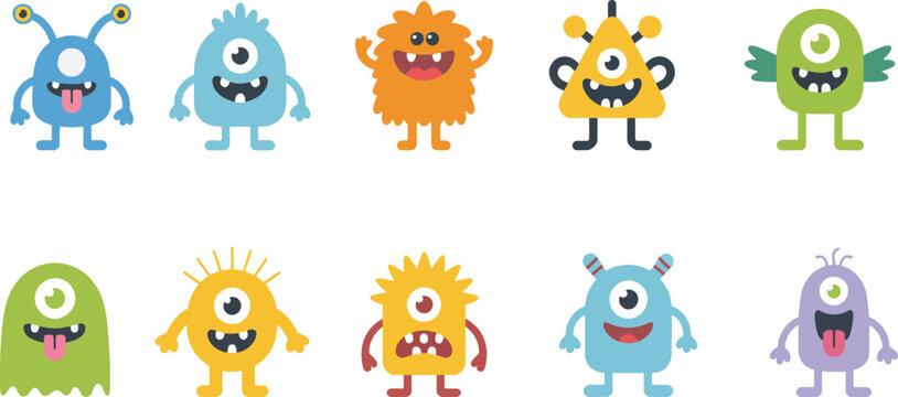 Cute monster characters set illustration, colorful cartoon creatures funny vector
