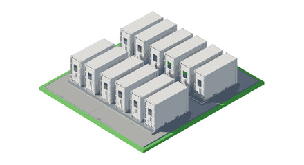 Fototapeta premium Battery energy storage system containers on concrete platform