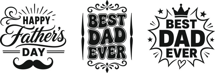 Happy father's day typography and best dad ever quotes for greeting cards and gifts © Jubayer