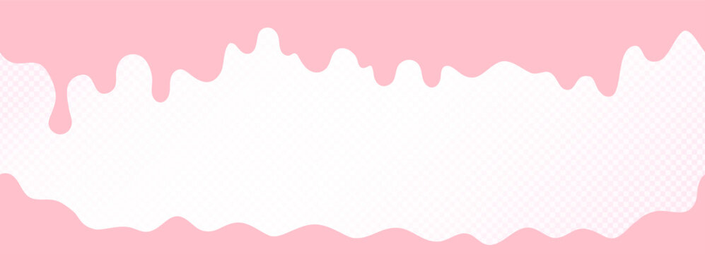 Strawberry cream melt texture with wavy bubblegum splashes. Sweet liquid candy backdrop with soft flowing forms. Seamless pink dripping pattern featuring curved gum waves.