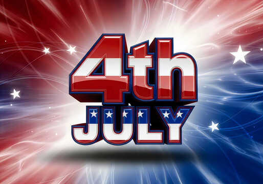 4th of july celebration text with american flag colors