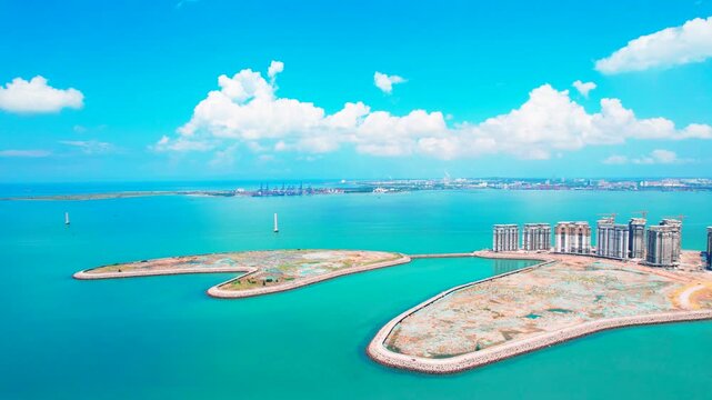 Doha Qatar Turquoise Lagoon and Modern Waterfront Islands
