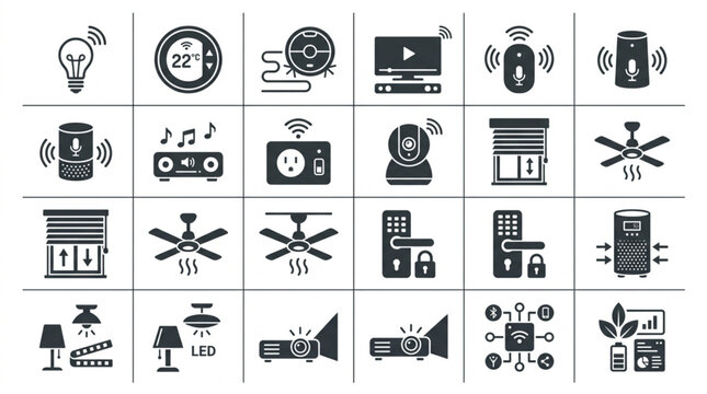 Smart Home Technology Icons Set Collection.