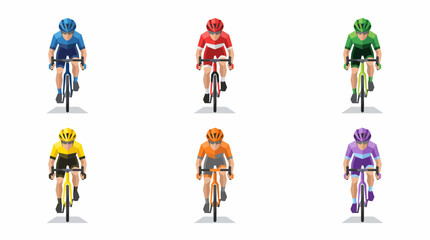 Fototapeta premium colorful cyclists riding bicycles together.