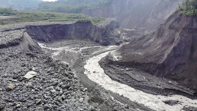 Catastrophic erosion in the Rio Coca Valley, Ecuador, January 2021. Following the collapse of San Rafael Waterfall, formerly Ecuador's largest waterfall, in February 2020