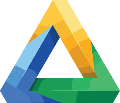 Modern geometric triangle logo vector illustration featuring a vibrant yellow blue and green interlocking Penrose style design..eps
