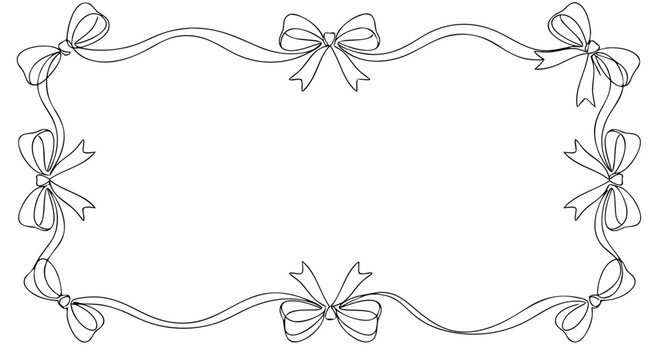 Ribbon and bow frame gift wrapping style border pattern
