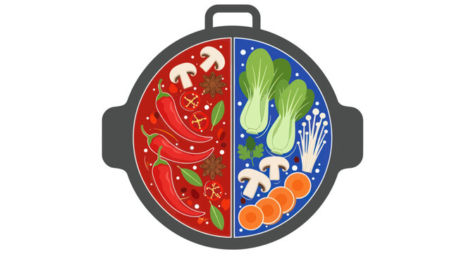 Vegetables and Mushrooms in Cooking Pot.