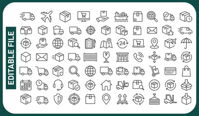 Delivery line icons set. Shipping icon collection. Vector  © Minara