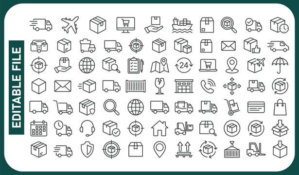 Delivery line icons set. Shipping icon collection. Vector 