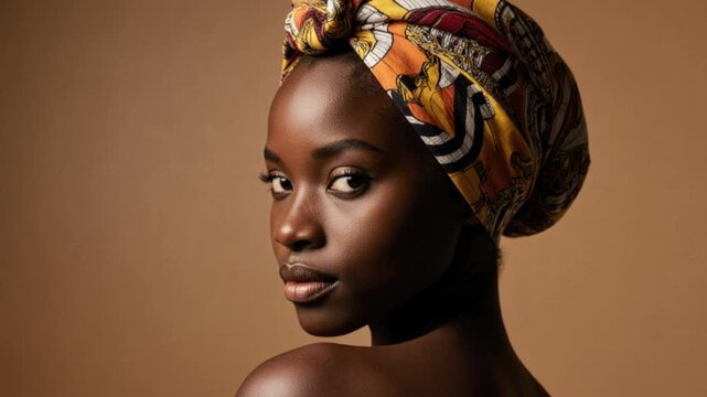 Portrait of a beautiful young African woman wearing a headscarf