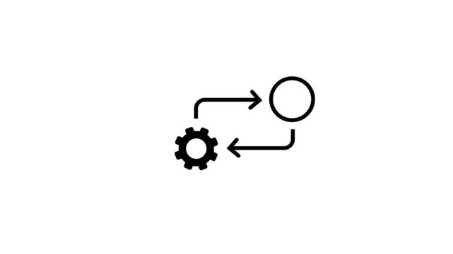Process icon in flat style isolated on white. Process symbol in black for your web site design on white background
