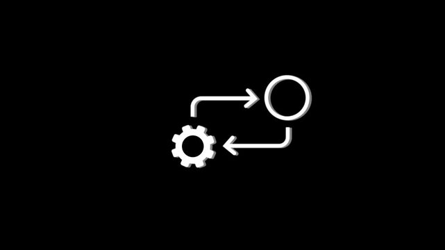 Process icon in flat style isolated on white. Process symbol in black for your web site design on white background