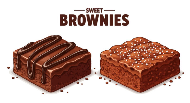 Delicious brownies, chocolate desserts, sweet treats, bakery illustrations, vector graphics