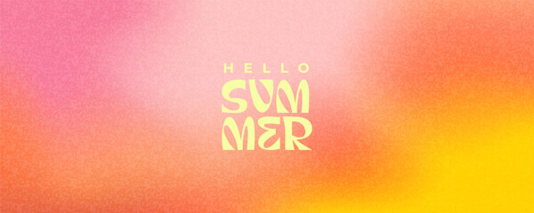  Summer background with bright and rich textured noisy gradient in orange with pink yellow and red shades of colors. Abstract summer gradient template for posters, branding, social media, packaging