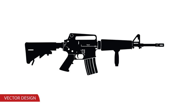 Black rifle with magazine attached side.