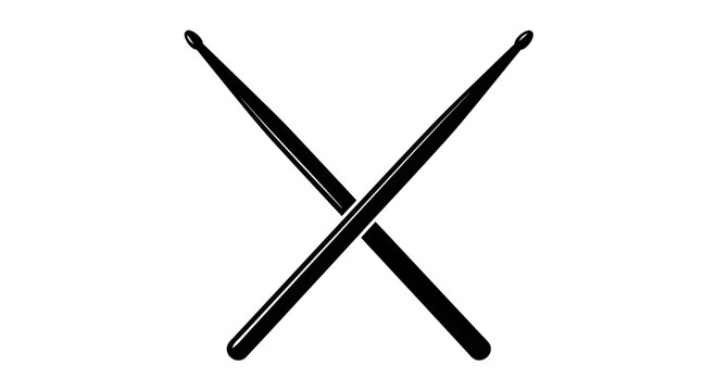 Two black drumsticks crossed over.