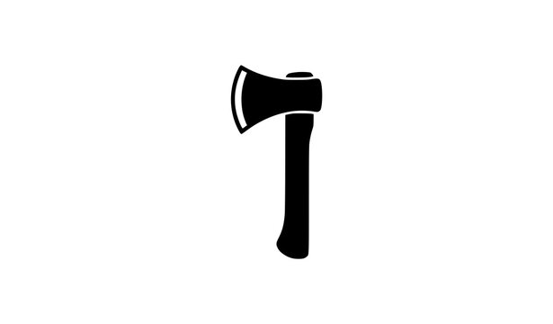 Lumberjack axe icon solid black silhouette wood cutting tool vector symbol for logo design