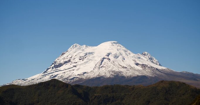 The snowcapped Antisana Volcano, Ecuador. 5758m high, potentially active and situated in the Eastern Cordillera in the Andes near Quito, Ecuador.