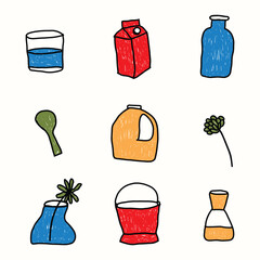 kids drawing beverage milk doodle cartoon illustration © cattle house
