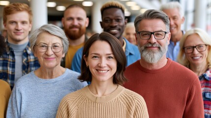 Obraz premium Diverse group of people of different ages and ethnicities smiling together