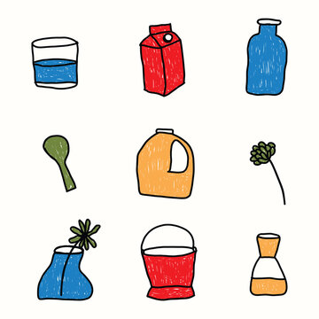 kids drawing beverage milk doodle cartoon illustration