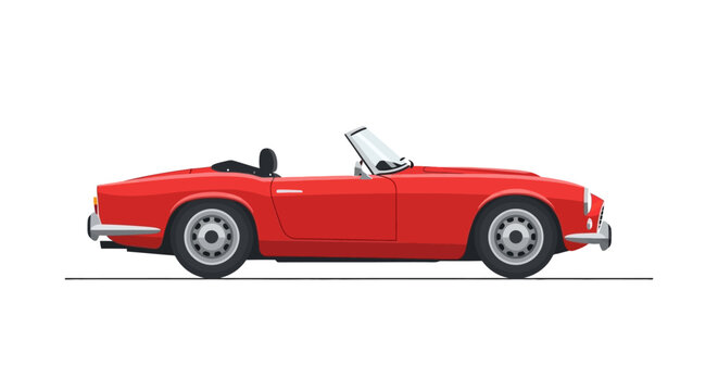 Red Convertible Sports Car Side View.