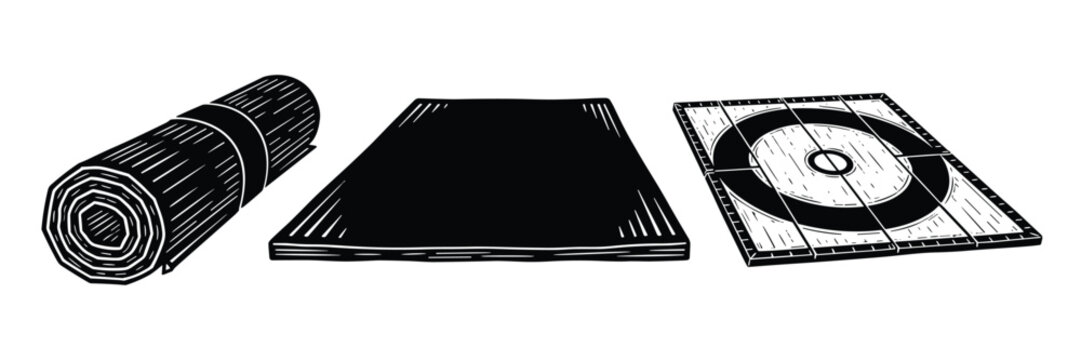 Yoga mat folded mat flat mat target board for sports training illustration.