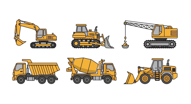 Heavy construction vehicles in action.