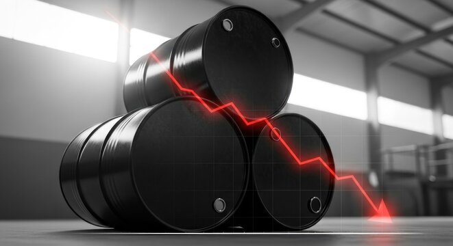 Falling barrel prices with red graph