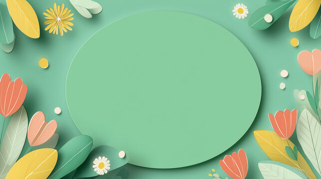 Minimal Spring Floral Vector Background with Tulips and Daisies Flat Pastel Illustration