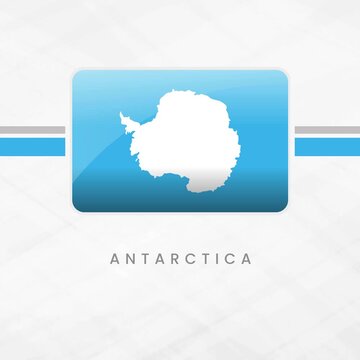 Vibrant Animated Antarctica Flag Waving in Button Frame with Icy Blue and White for Polar Pride and Scientific Unity
