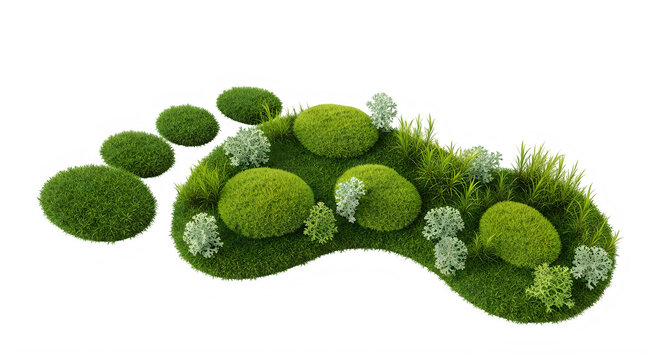 Green mossy rocks in natural arrangement